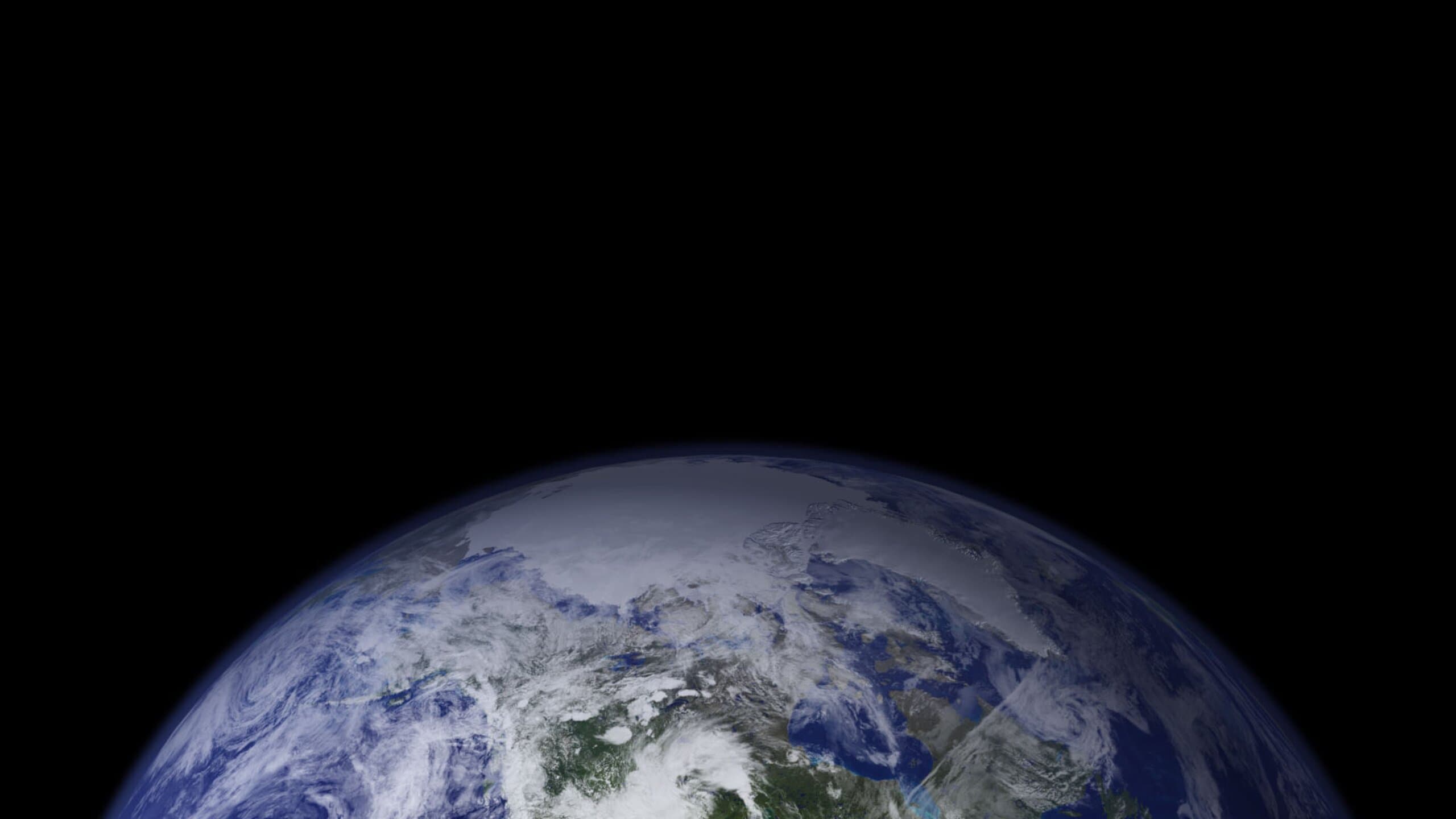 NASA's Blue Marble view of Earth, rising from the bottom of the frame